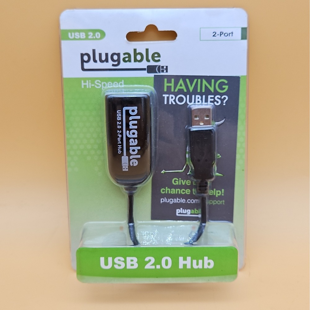 Plugable USB2-2PORT USB 2.0 2-Port Ultra Compact Hub 480Mbps New Sealed